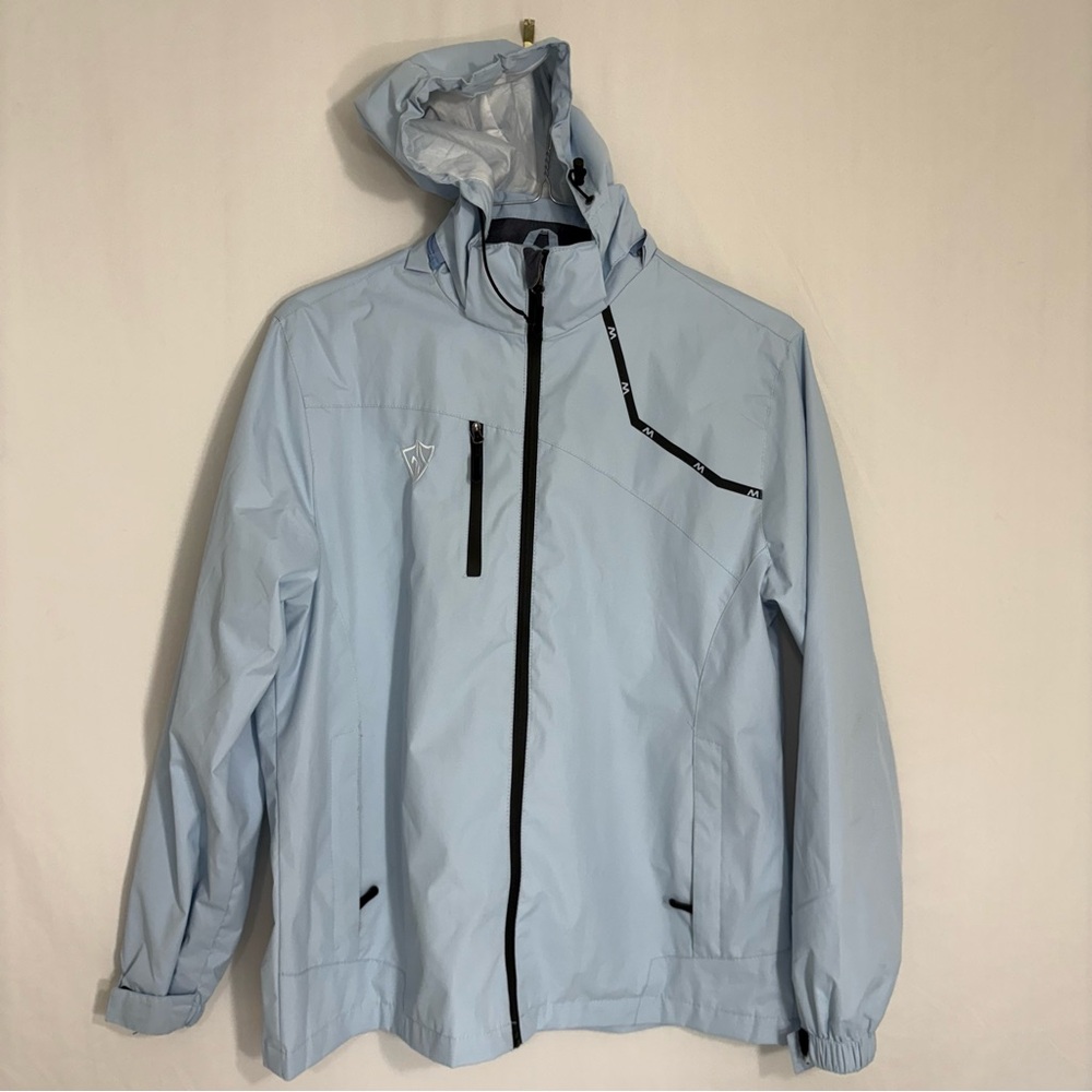 Giisam Women’s Waterproof Windproof Detachable Hood Lightweight Jacket Blue‎ L